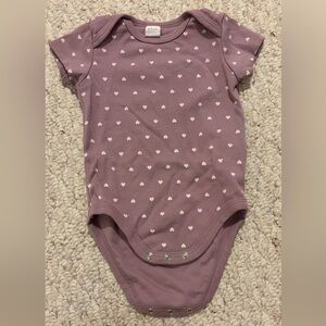 Purple Heart Print Onesie